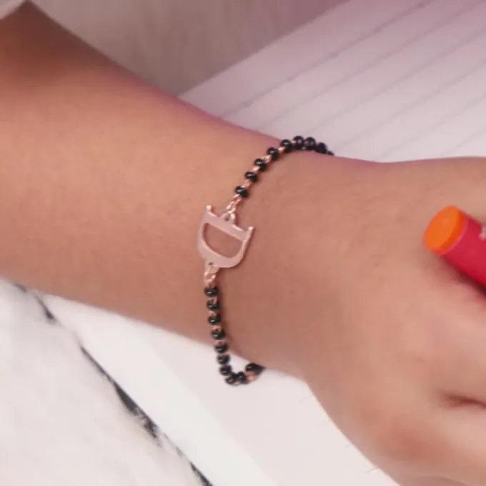 Rose Gold Personalised Initial Nazariya Kids Bracelet (2 - 8 Years)
