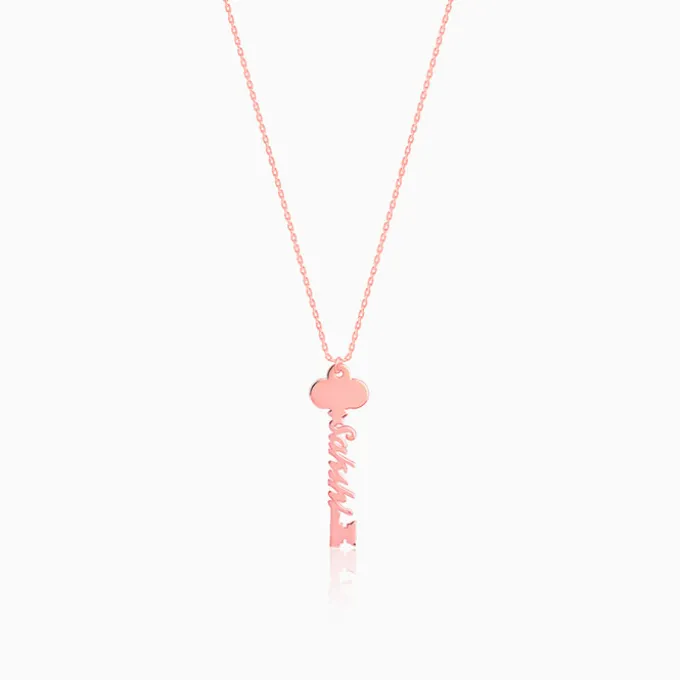 Rose Gold Personalised Key Pendant