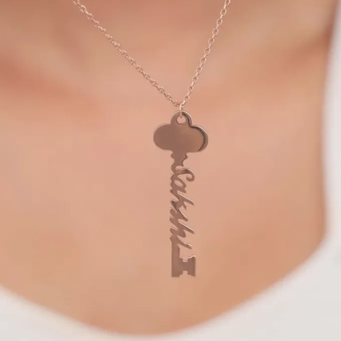 Rose Gold Personalised Key Pendant