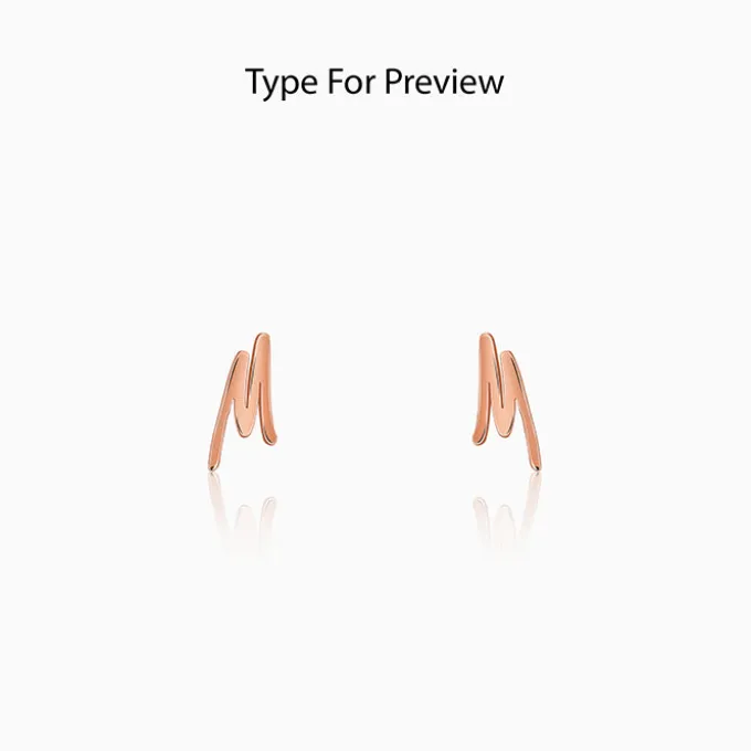 Rose Gold Personalised Letter Stud Earrings