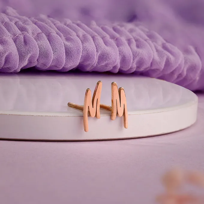 Rose Gold Personalised Letter Stud Earrings