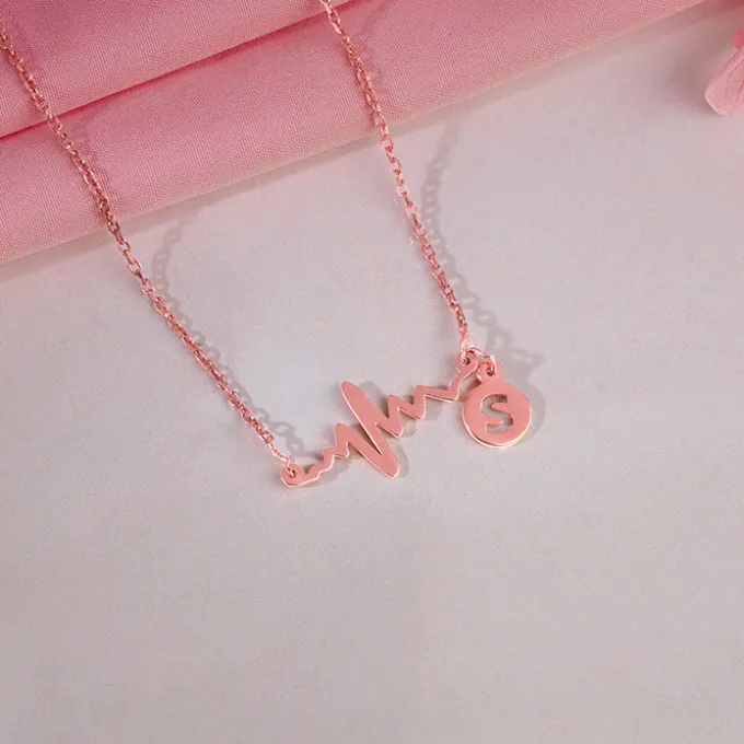 Rose Gold Personalised Lifeline Initial Necklace