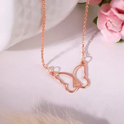 Rose Gold Personalised Like a Butterfly Necklace