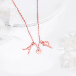 Rose Gold Personalised Love Initials Necklace