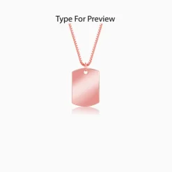 Rose Gold Personalised Military Dog Tag Pendant with Box Chain For Him