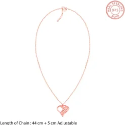 Rose Gold Personalised Name Heart Duo Pendant With Link Chain