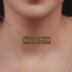 Rose Gold Personalised Name Engraved with Love Necklace