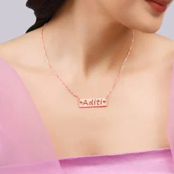 Rose Gold Personalised Name Engraved with Love Necklace