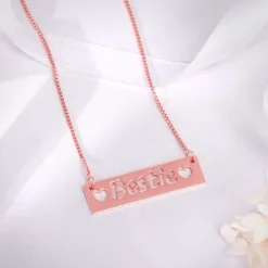Rose Gold Personalised Name Engraved with Love Necklace