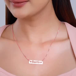 Rose Gold Personalised Name Engraved with Love Necklace