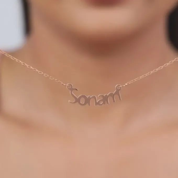 Rose Gold Personalised Name in Bold Necklace