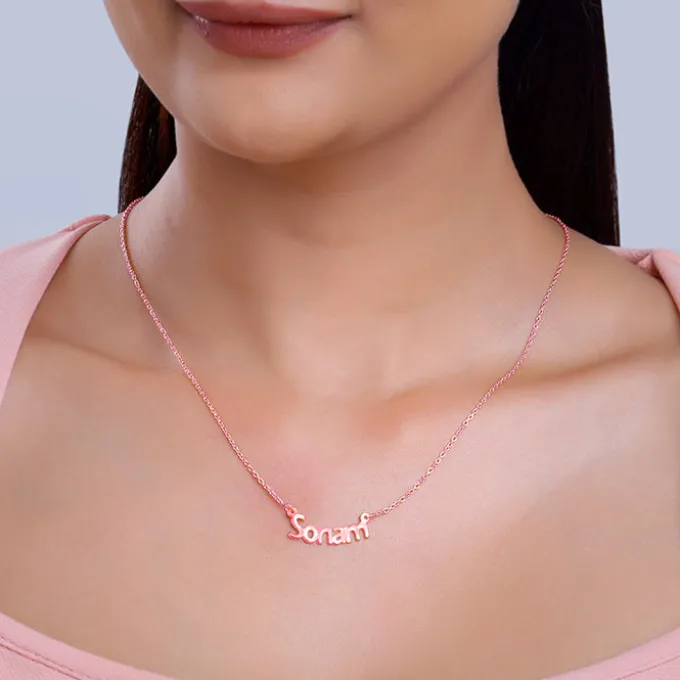Rose Gold Personalised Name in Bold Necklace
