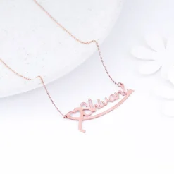 Rose Gold Personalised Name Heart Necklace