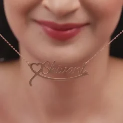 Rose Gold Personalised Name Heart Necklace