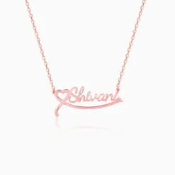Rose Gold Personalised Name Heart Necklace