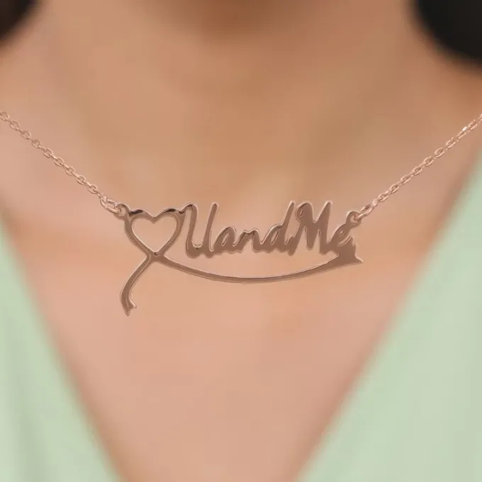 Rose Gold Personalised Name Heart Necklace