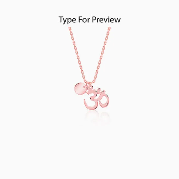 Rose Gold Personalised Om Pendant With Link Chain