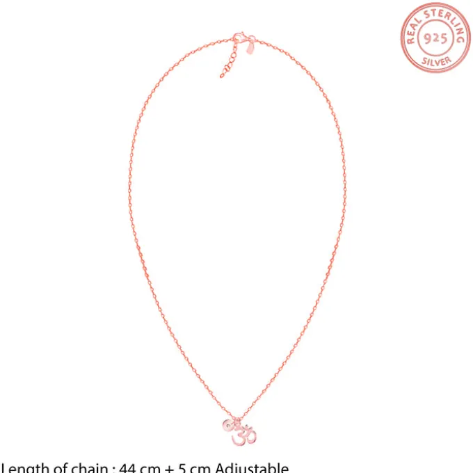 Rose Gold Personalised Om Pendant With Link Chain