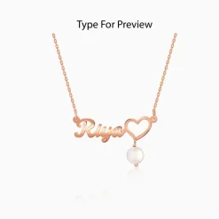 Rose Gold Personalised Pearl Heart Necklace