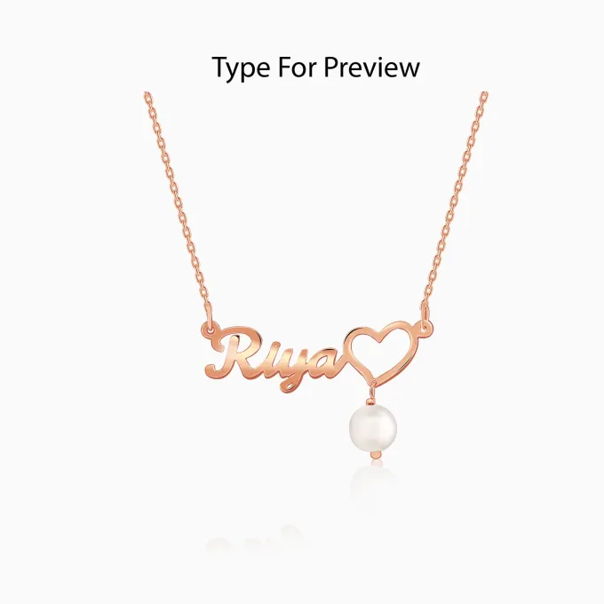 Rose Gold Personalised Pearl Heart Necklace