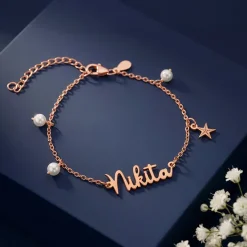 Rose Gold Personalised Pretty Starfish Bracelet