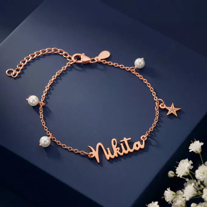 Rose Gold Personalised Pretty Starfish Bracelet