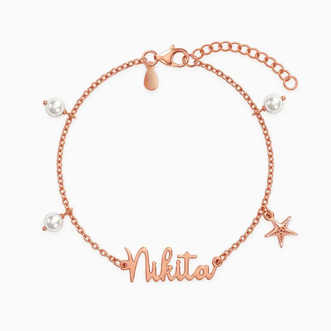 Rose Gold Personalised Pretty Starfish Bracelet
