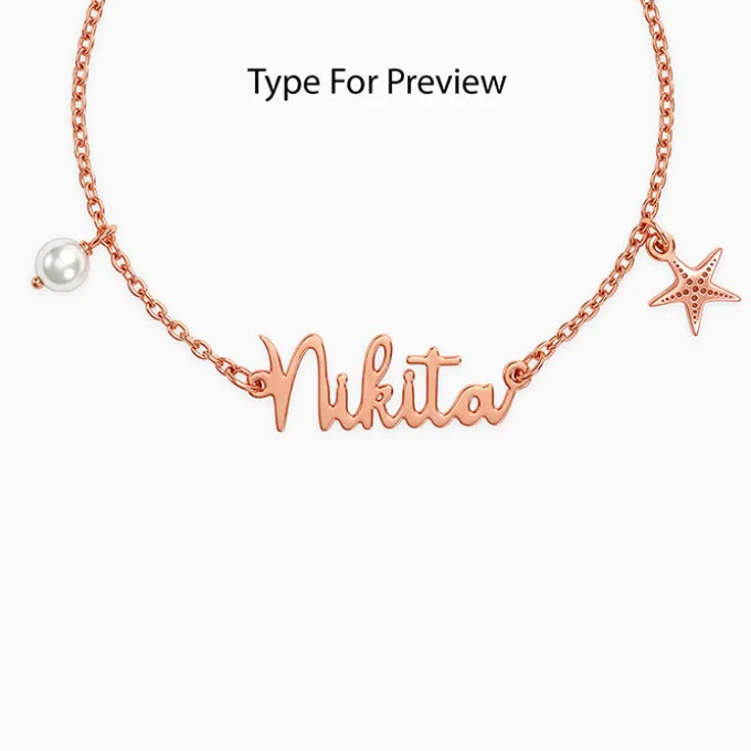 Rose Gold Personalised Pretty Starfish Bracelet