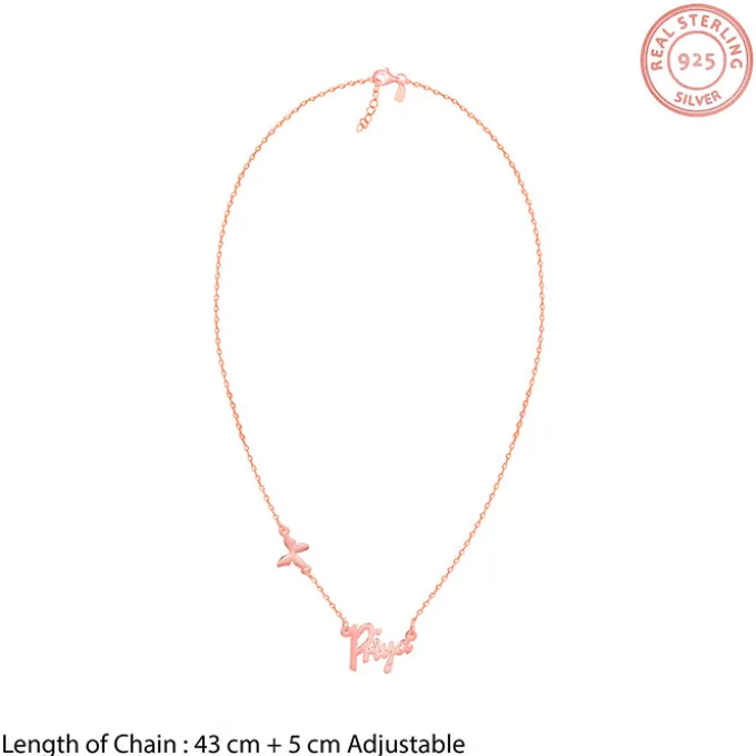 Rose Gold Personalised Pretty Butterfly Necklace