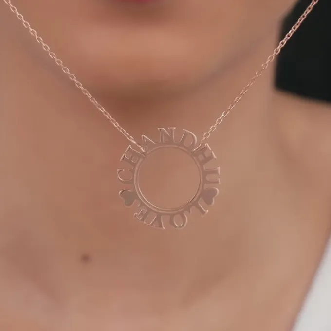 Rose Gold Personalised Round Name Necklace