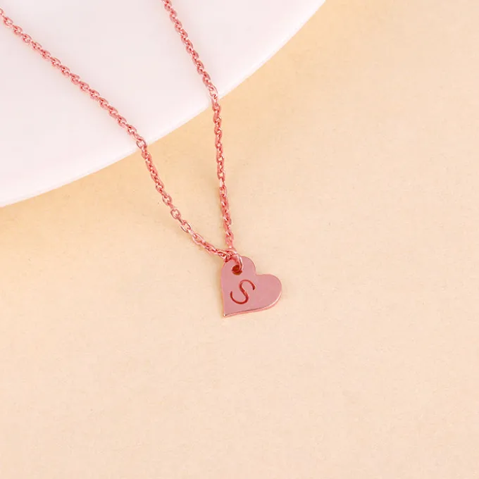 Rose Gold Personalised Shy Heart Pendant