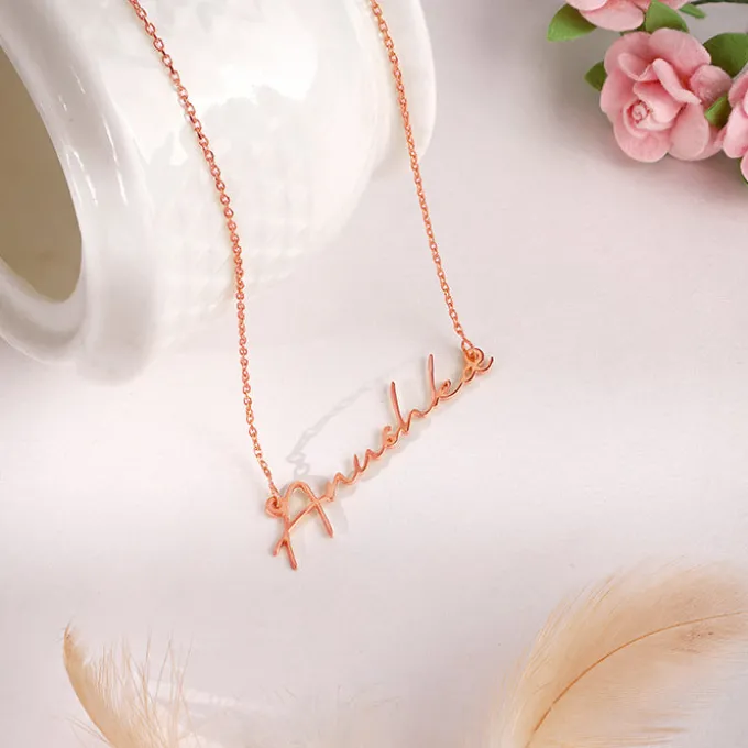 Rose Gold Personalised Signature Name Necklace