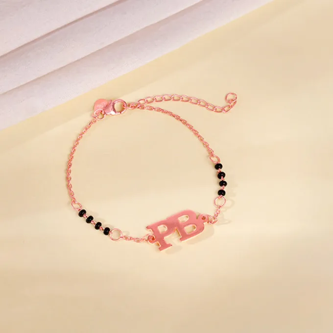 Rose Gold Personalised Signature Initial Mangalsutra Bracelet