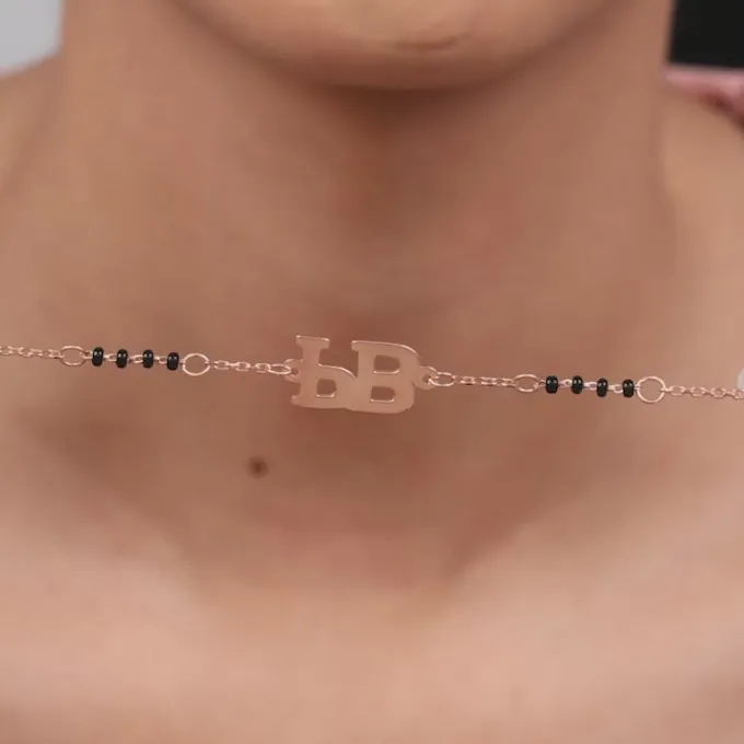 Rose Gold Personalised Signature Initial Mangalsutra Bracelet