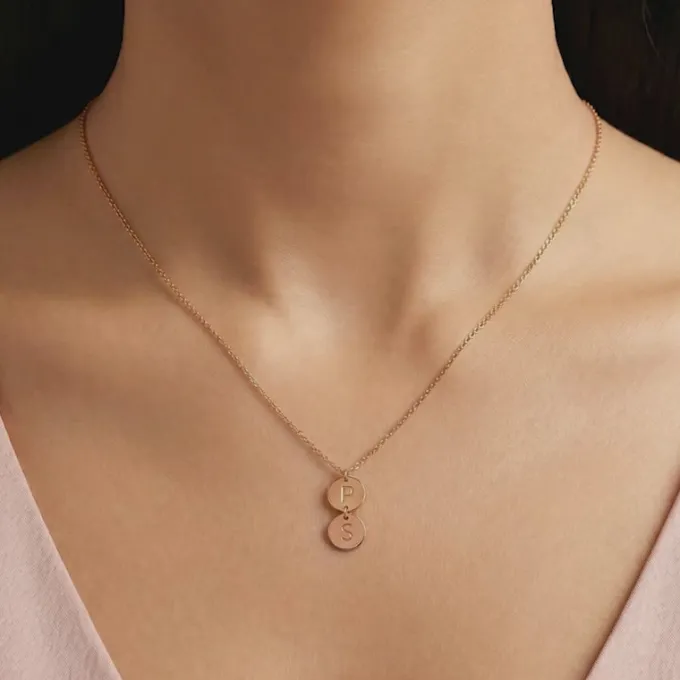 Rose Gold Personalised The Pair Initial Necklace