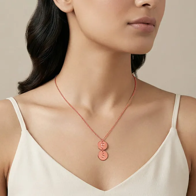 Rose Gold Personalised The Pair Initial Necklace