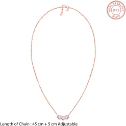 Rose Gold Personalised Triple Heart BFF Necklace