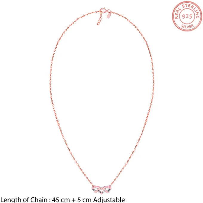 Rose Gold Personalised Triple Heart BFF Necklace