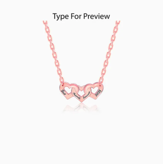 Rose Gold Personalised Triple Heart BFF Necklace