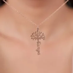 Rose Gold Personalised Tree of Names Pendant with Link Chain