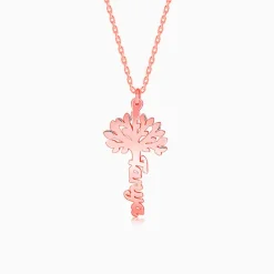Rose Gold Personalised Tree of Names Pendant with Link Chain