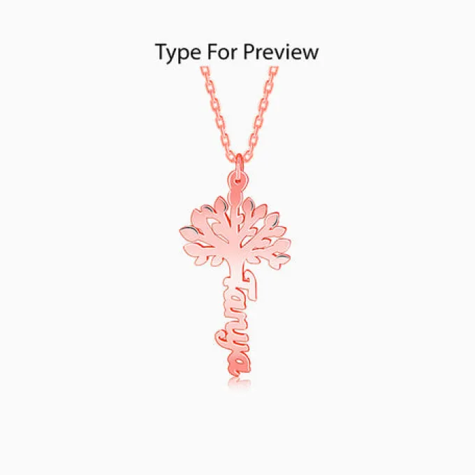 Rose Gold Personalised Tree of Names Pendant with Link Chain