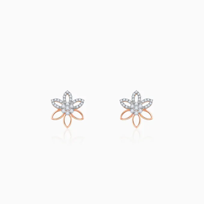 Rose Gold Petal Axis Lab Grown Diamond Studs