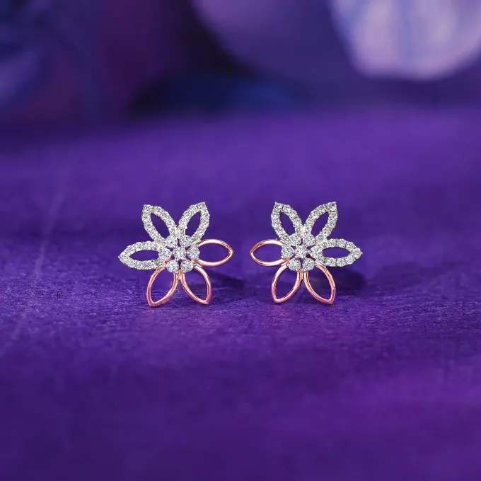 Rose Gold Petal Axis Lab Grown Diamond Studs