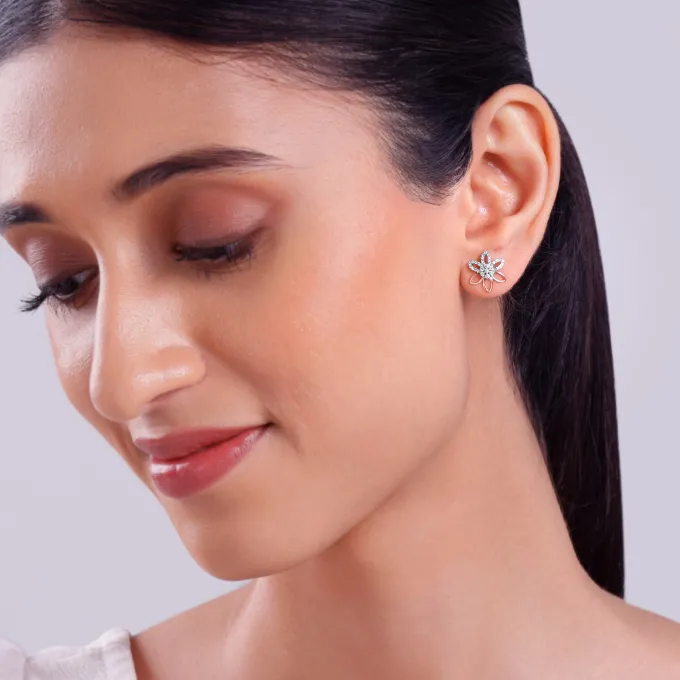 Rose Gold Petal Axis Lab Grown Diamond Studs