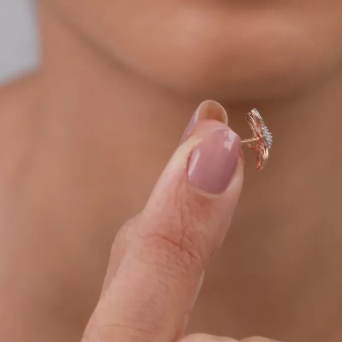 Rose Gold Petal Axis Lab Grown Diamond Studs