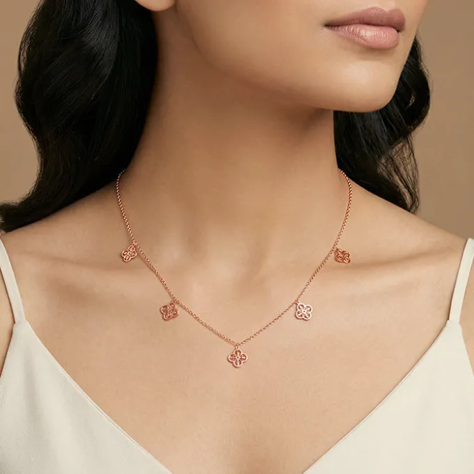 Rose Gold Petal Charms Necklace