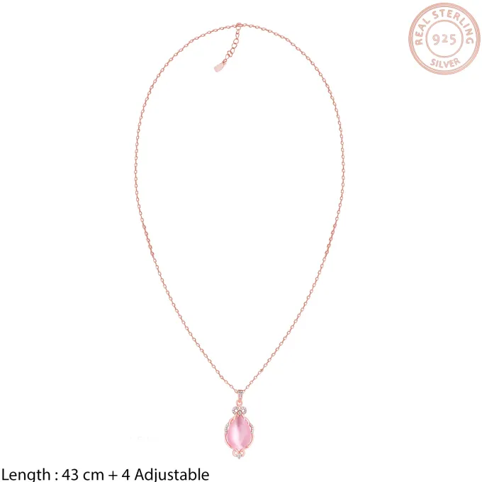 Rose Gold Pink Pendant with Link Chain