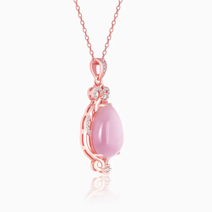Rose Gold Pink Pendant with Link Chain