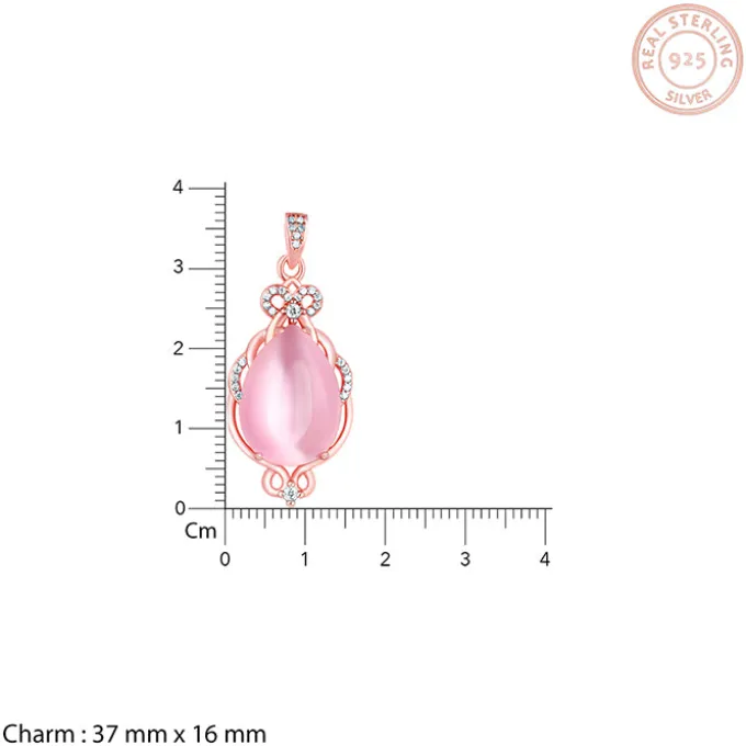 Rose Gold Pink Pendant with Link Chain